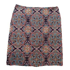 Talbots Womens Size 16 Medallion Print Pencil Skirt Cotton Stretch
